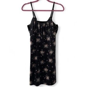 Hollister Black Floral Gathered Slip Dress